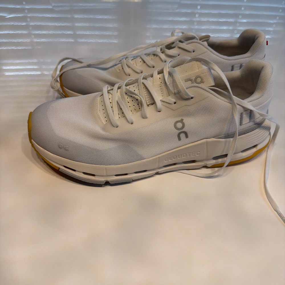 On Running Men's White and Yellow Sneakers